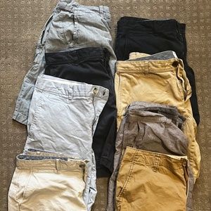 12 Polos, 2 Hoodies 1 Zip up, 8 pairs of shorts, 4 Long sleeve button ups, Boots